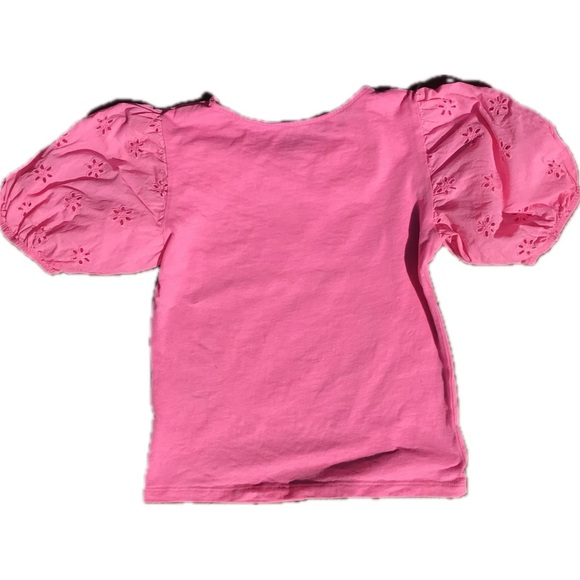 Girls H&M Pink Tee with Eyelet Sleeves - Picture 4 of 5